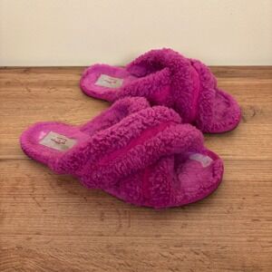 UGG Scuffita Slipper Pink Women Size 8 Plush Shearling Open-Toe Slip-On Comfort
